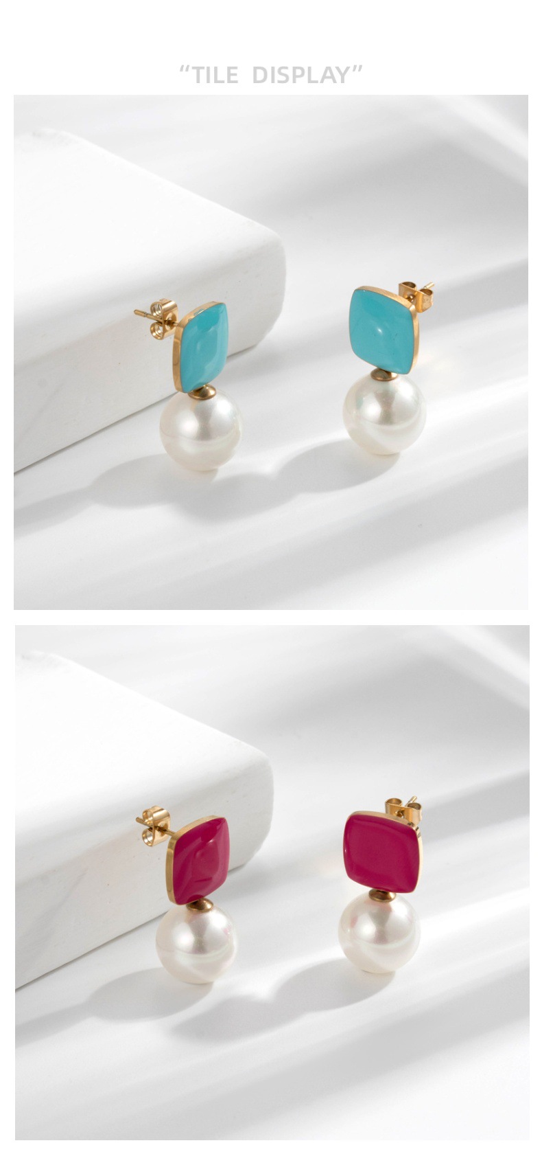 Delicate Pearl Geometry Stainless Steel Earrings