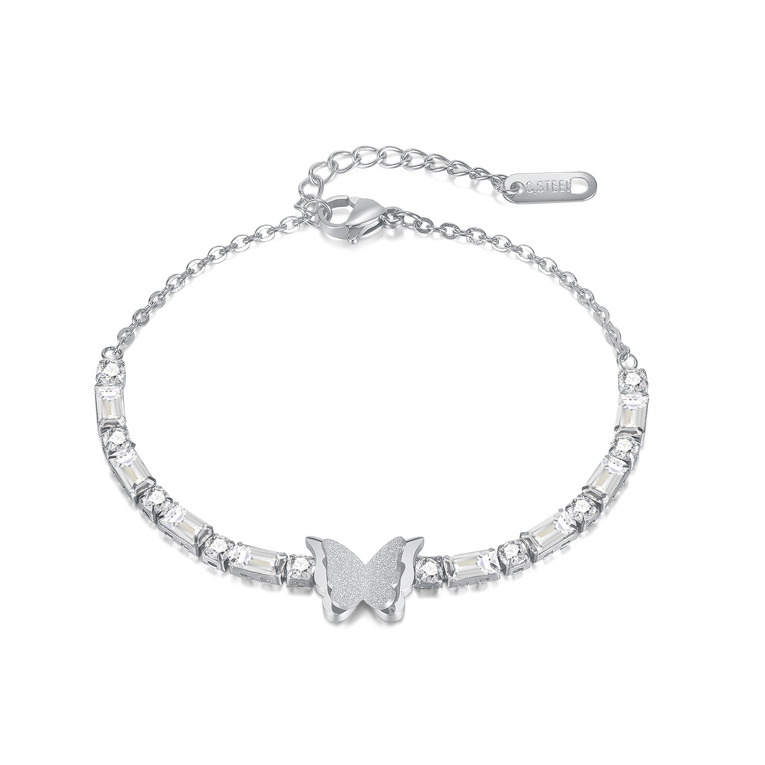 3d frosted butterfly, titanium steel bracelet