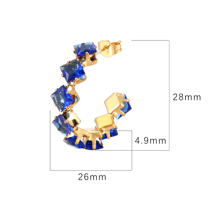 Titanium Steel Earrings, Colorful Diamond Earrings 