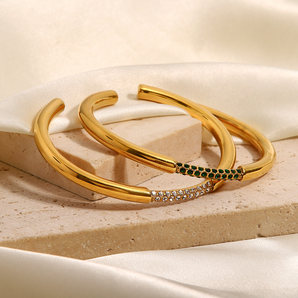Diamond Inlaid Stainless Steel Bracelet
