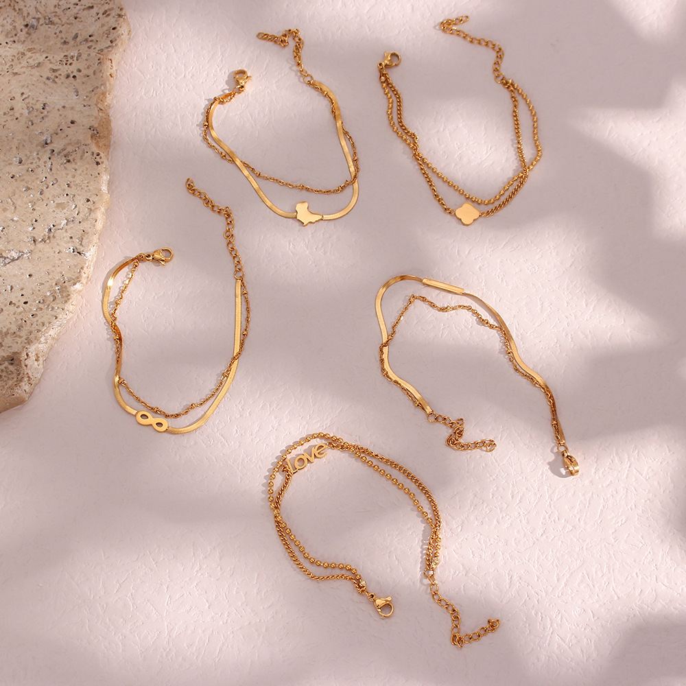 18k gold plated, double layer, stainless steel bracelet