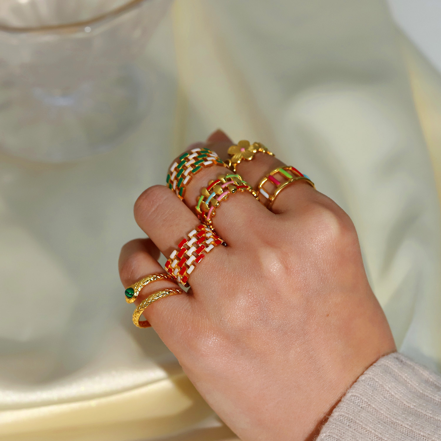 18K Gold Plated Geometric Stainless Steel Ring