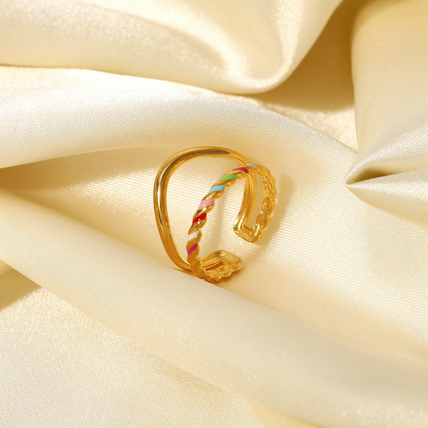  INS Style 18K Gold Plated Stainlss Steel Ring