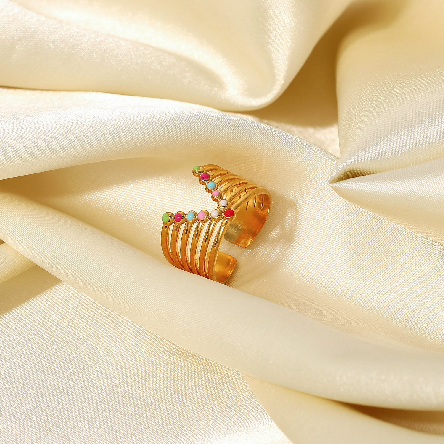 Elegant Geometric Color Drop Oil Ring