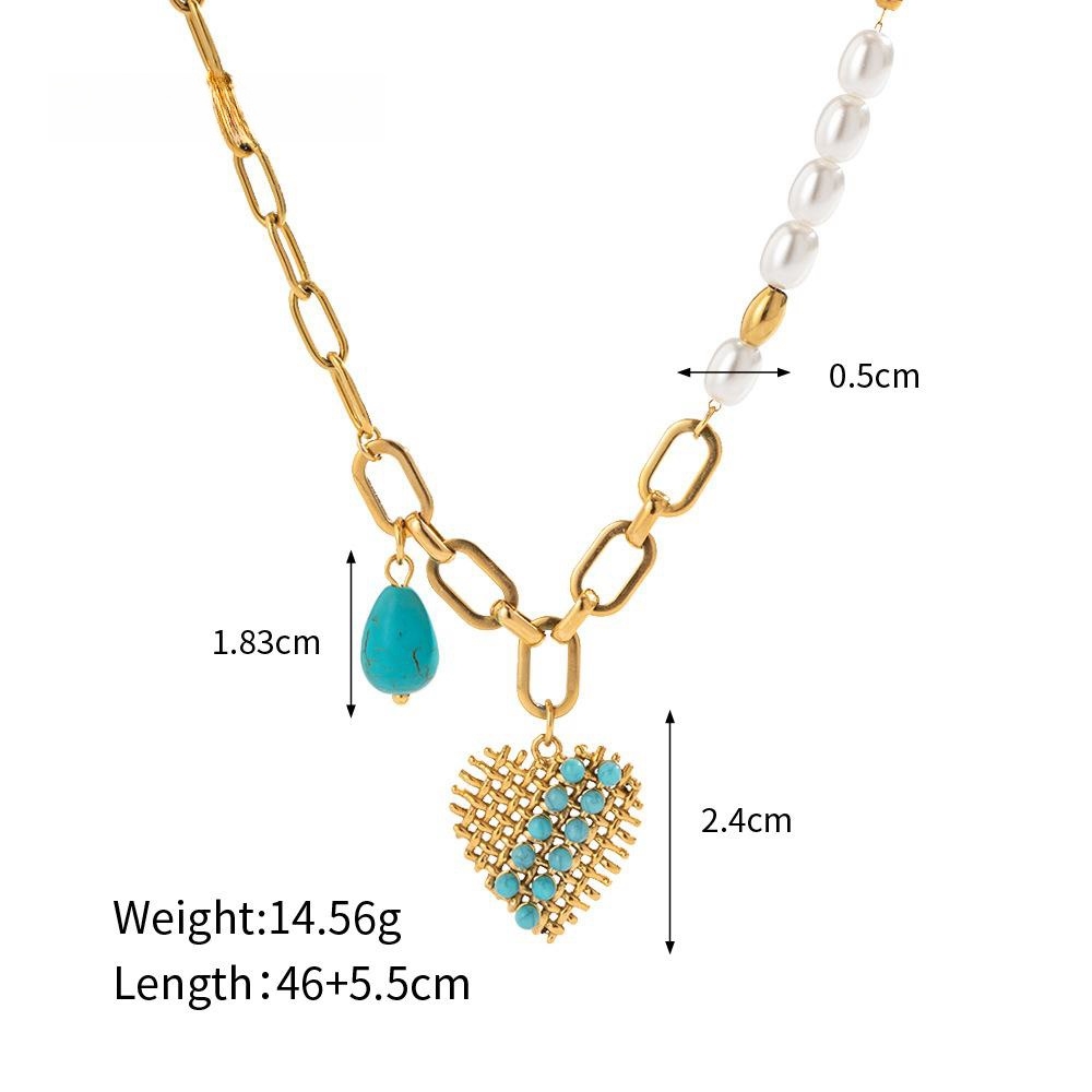 Heart, Plating Turquoise, Pendant Necklace