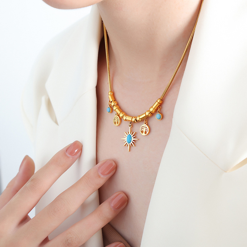 Gold Plated, Stainless Steel Necklace Bracelet
