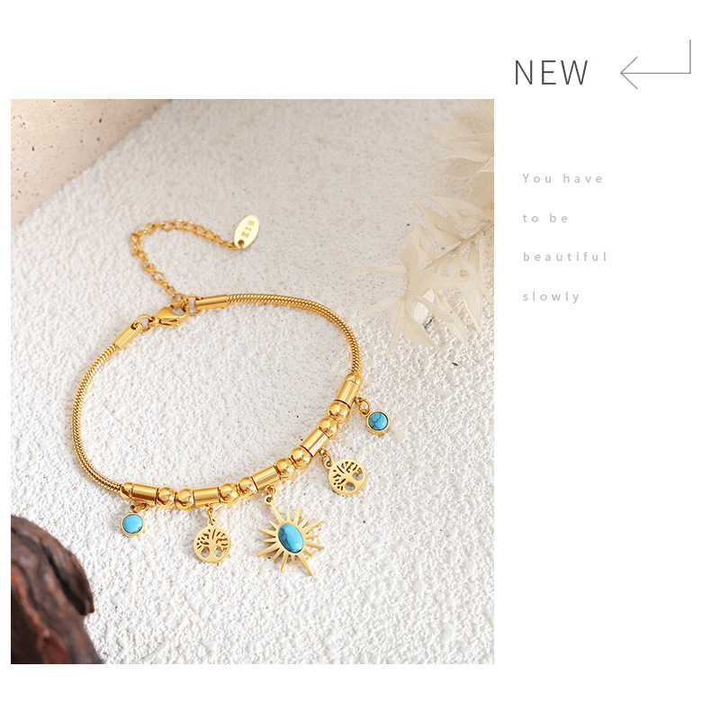 Plating Turquoise, Stainless Steel Necklace Bracelet