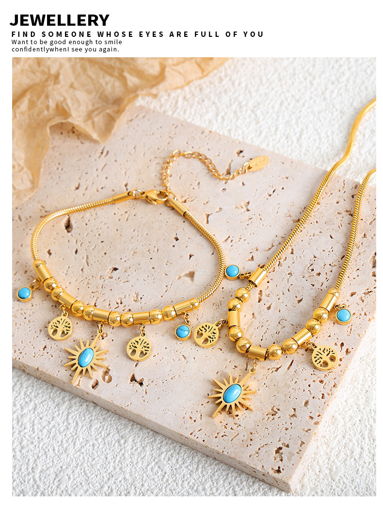 Gold Plated, Stainless Steel, Tassel Necklace Bracelet