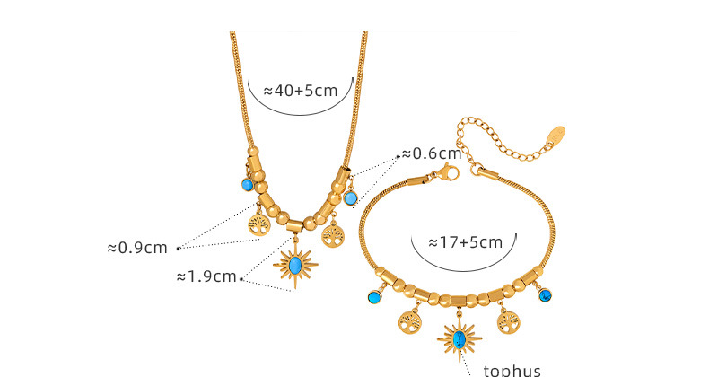 Ethnic Style Jewelry, Gold Plated, Stainless Steel, Tassel Necklace Bracelet