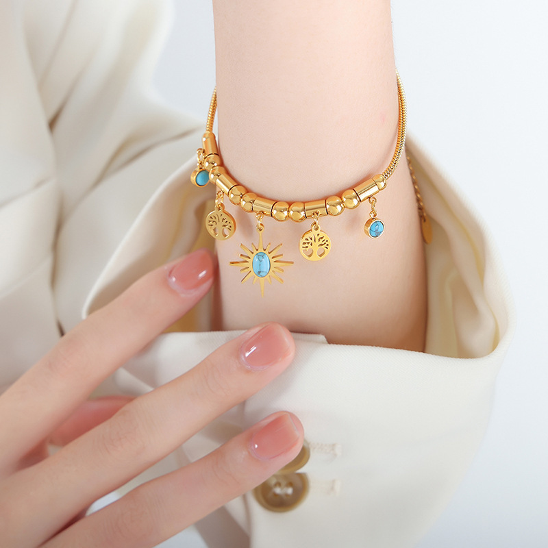 Gold Plated, Stainless Steel Tassel Bracelet