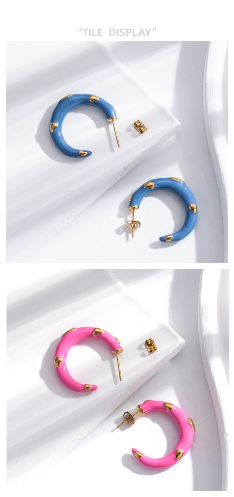 Bohemia Style, Three-Dimensional Love, Stainless Steel Earrings