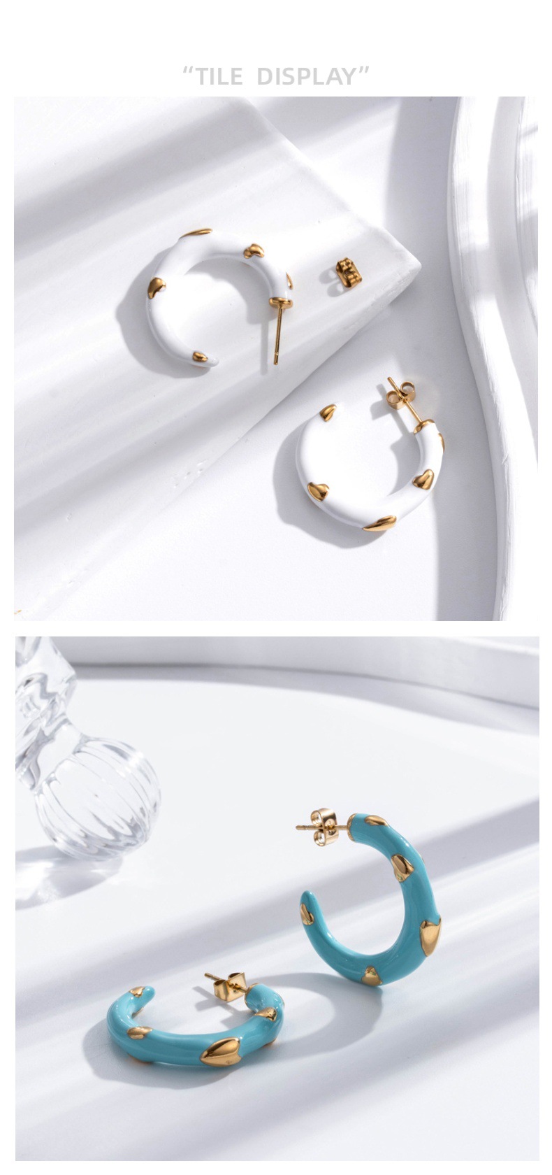 C-Shaped, Stainless Steel Earrings