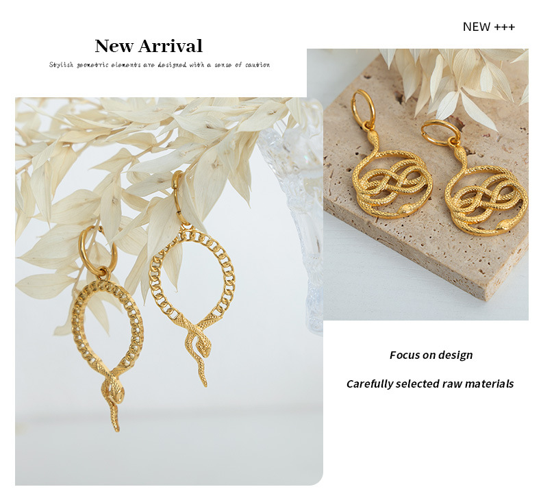 Cartoon Animal Snake Stainless Steel Earrings
