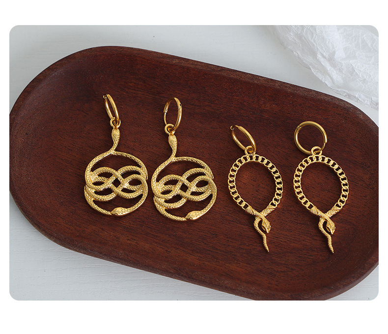 Animal Snake Stainless Steel Earrings