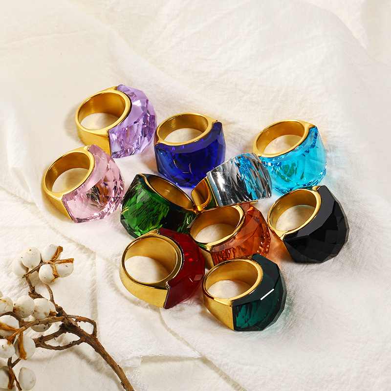 Color Large Gemstone 18K Gold Ring