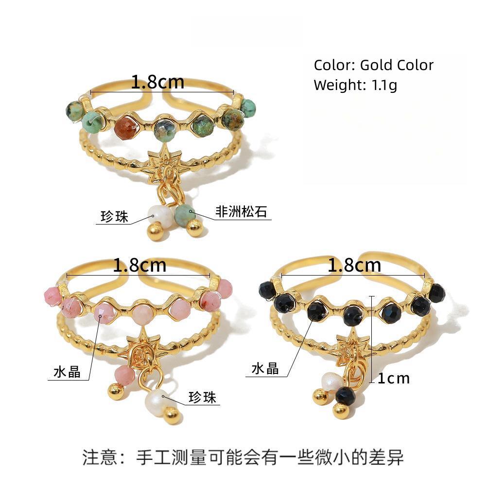 Color Natural Stone Stainless Steel Ring