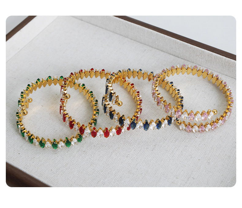Zircon Inlaid Titanium Steel Bracelet