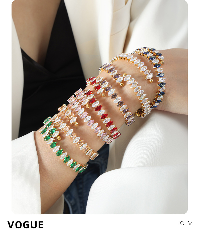 Zircon Inlaid Stainless Steel Bracelet
