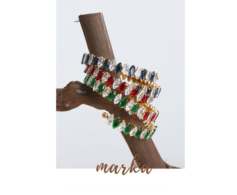 Color Zircon Inlaid Titanium Steel Bracelet