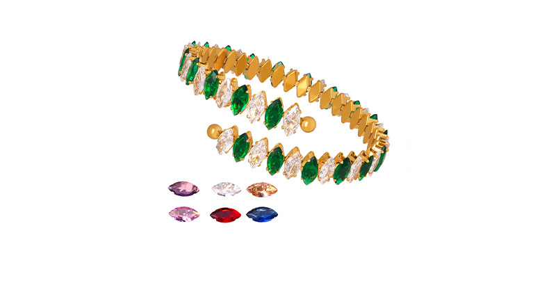Rhinestone Inlaid Titanium Steel Bracelet