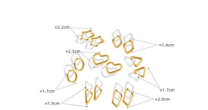 Heart Star Square Titanium Steel Earrings
