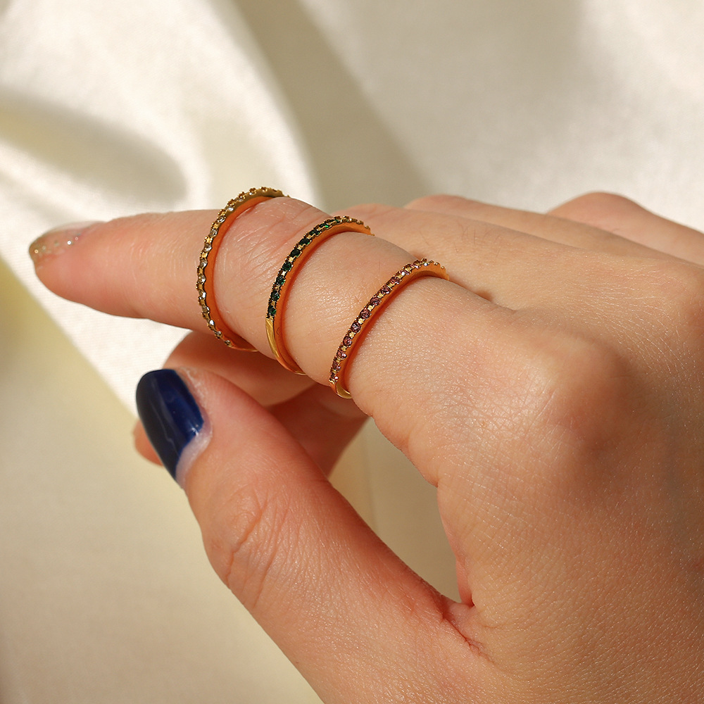 Minimalism Zircon Inlaid Stainless Steel Ring