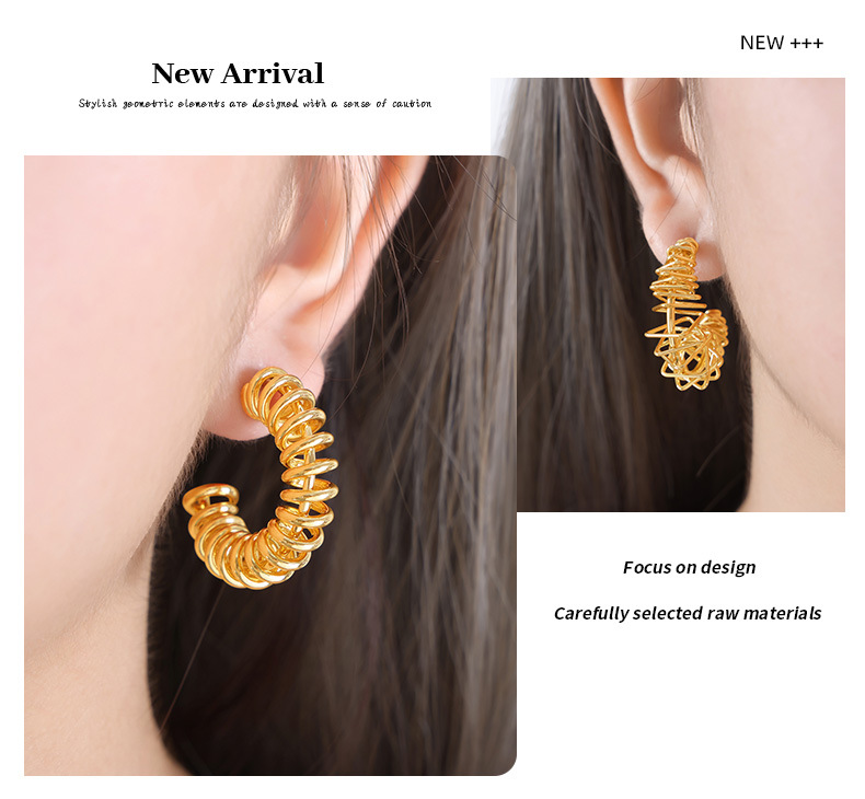 18K Gold Titanium Steel Earrings