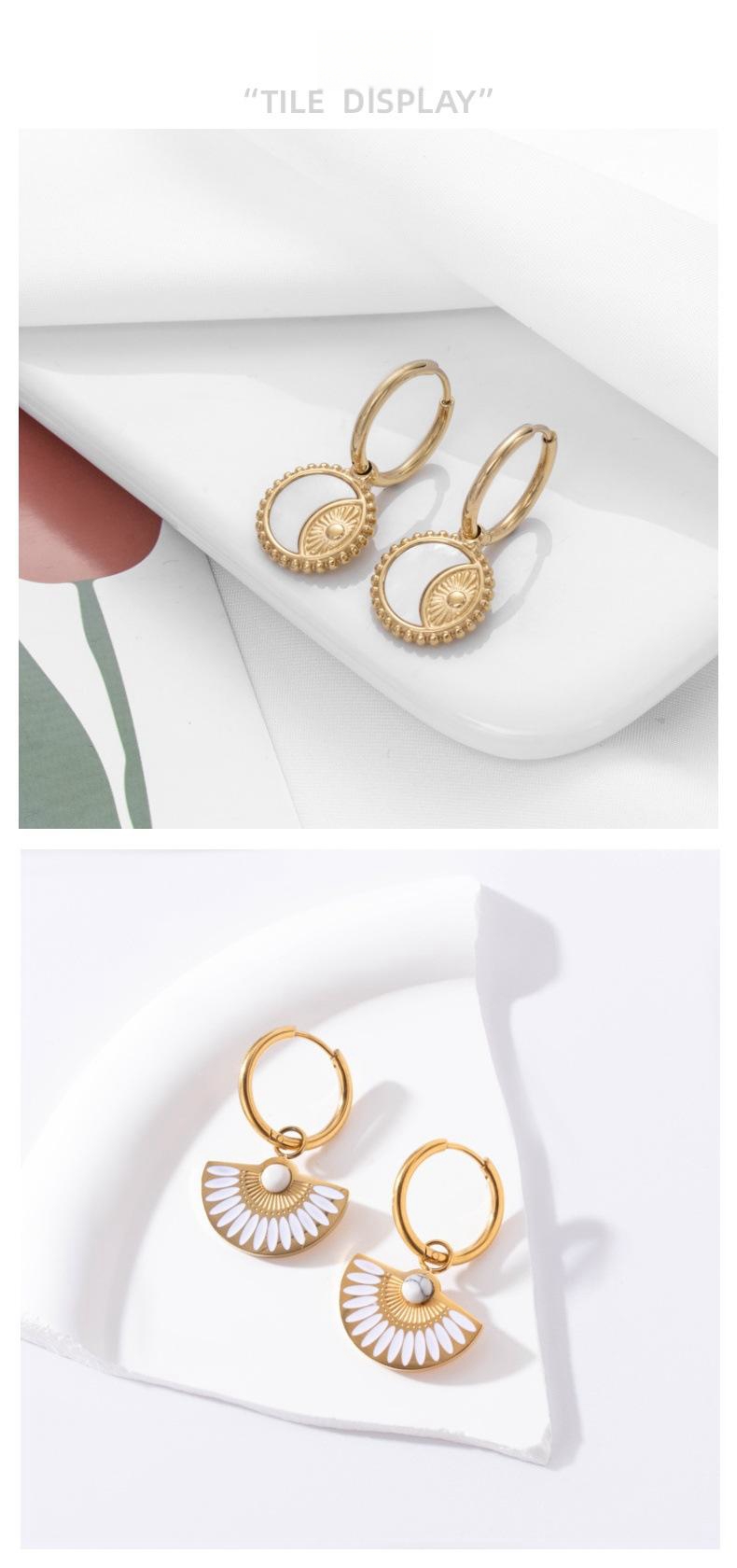 Fan Round Brand Stainless Steel Earrings