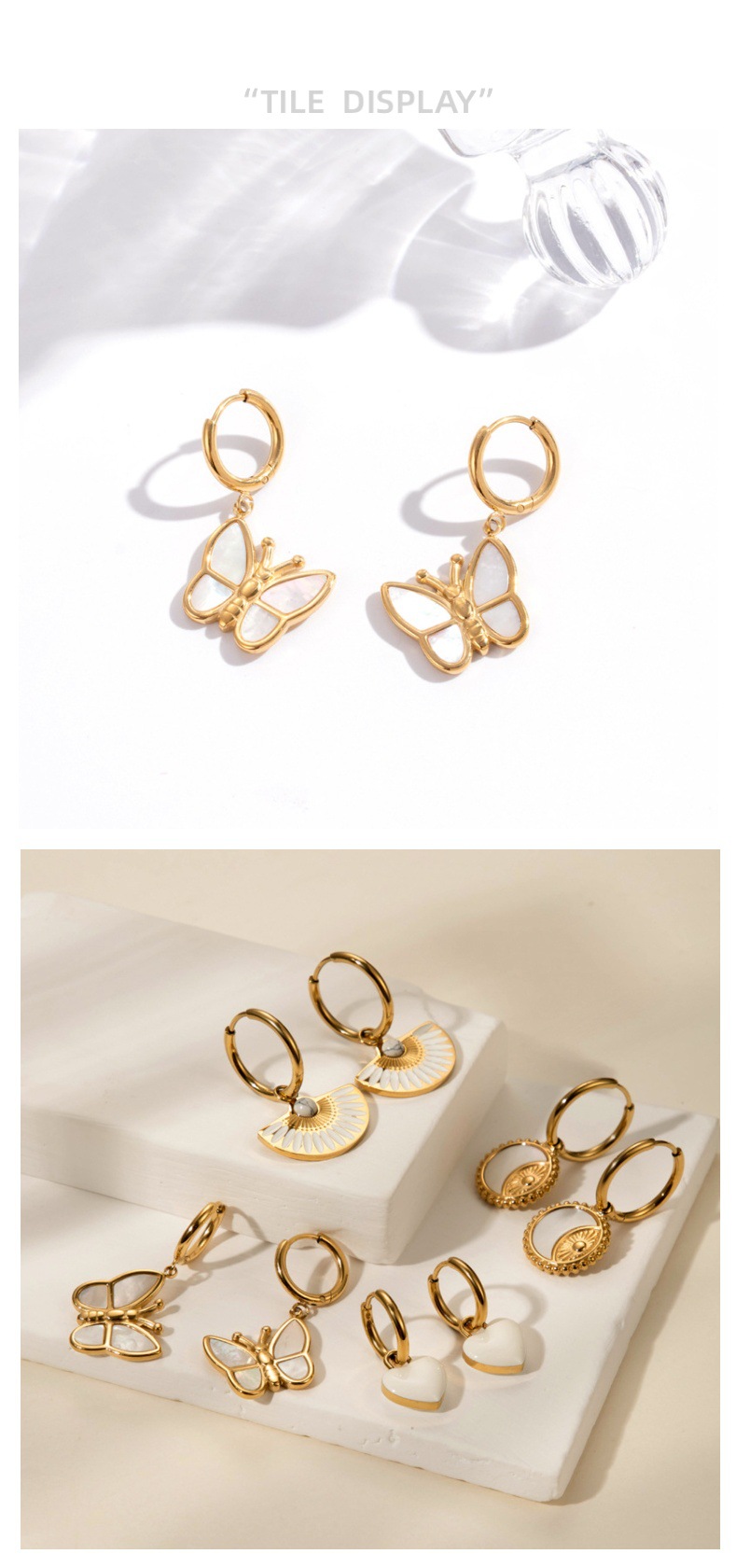 Butterfly Geometric Stainless Steel Earrings