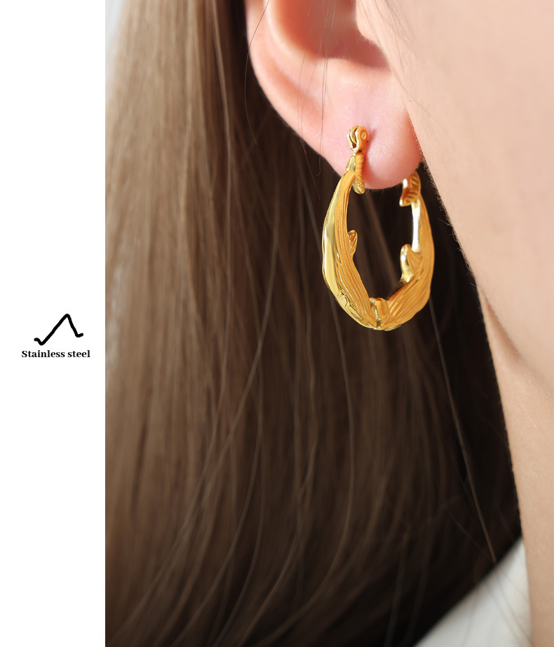 Gold Color Dolphin Titanium Steel Earring
