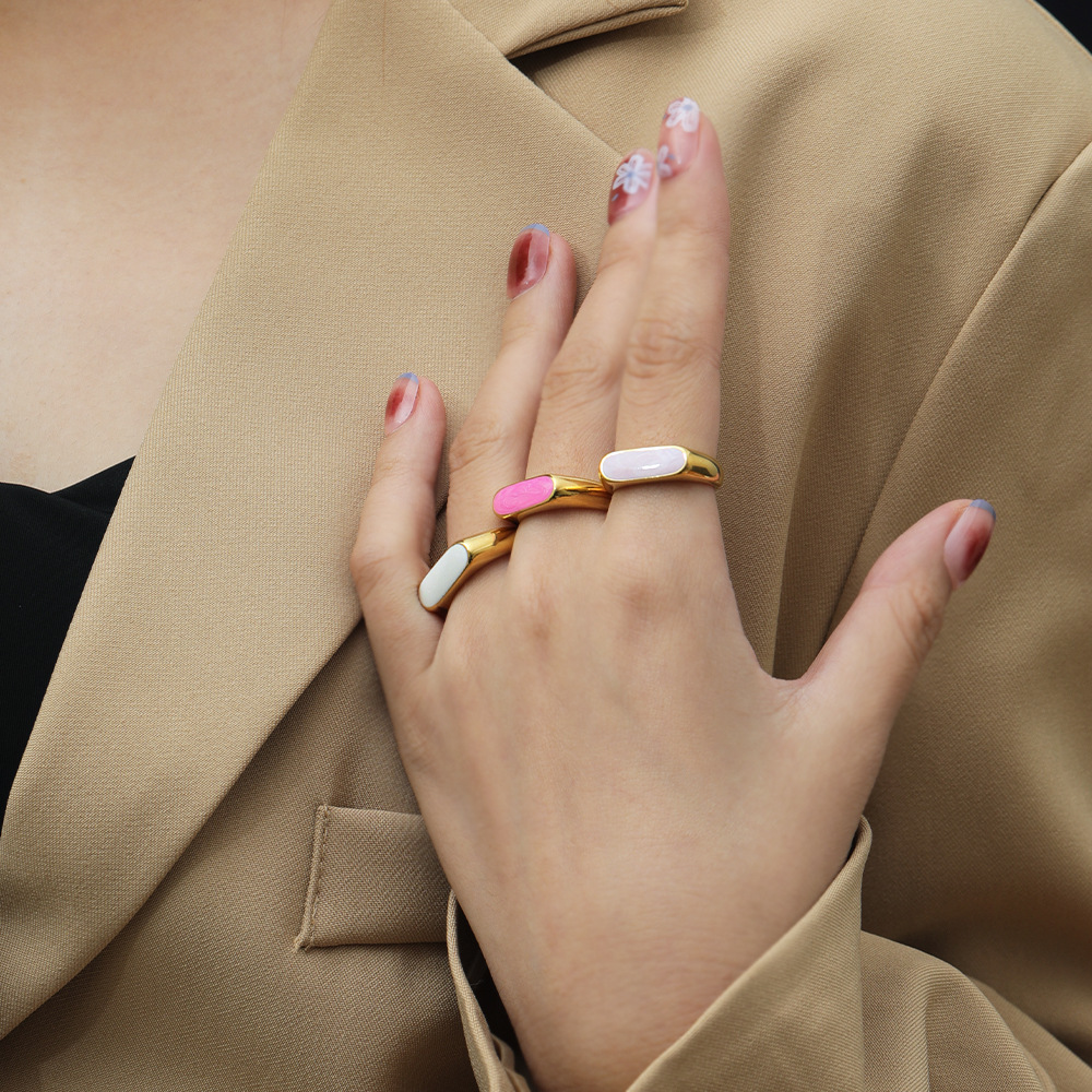 Minimalism Drip Oil Geometric Stainless Steel Ring