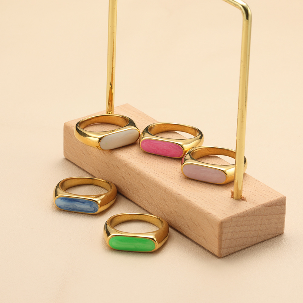Drip Oil Geometric Stainless Steel Ring