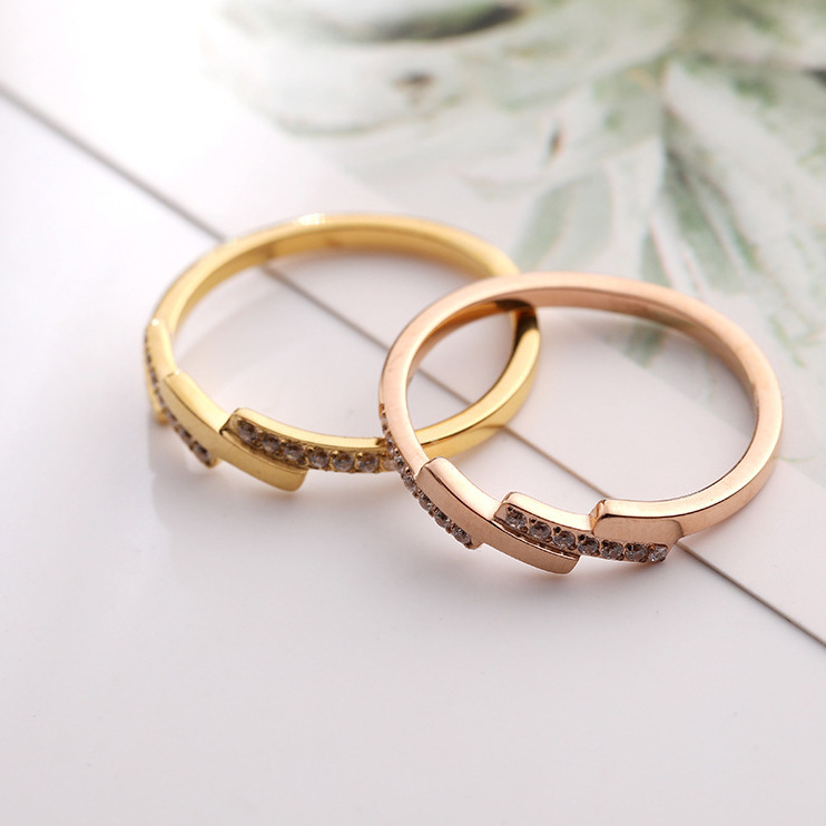 18K Gold Stainless Steel Diamond Ring