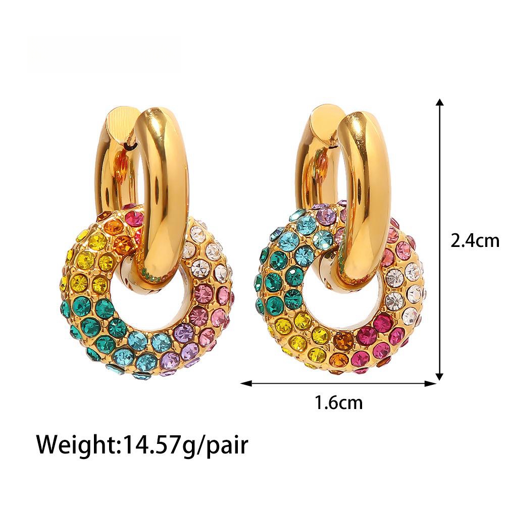 Full Diamond Inlaid Stainless Steel Earrings