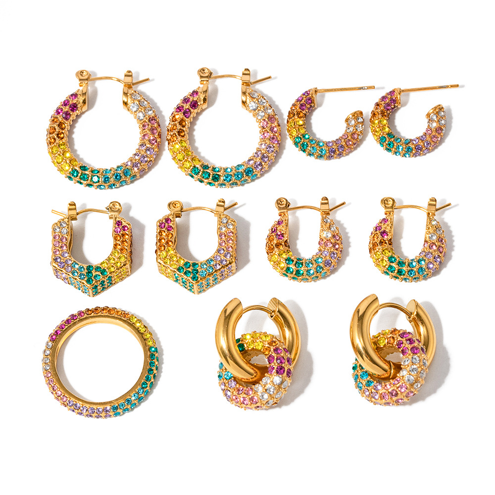 Full Diamond Stainless Steel Earrings