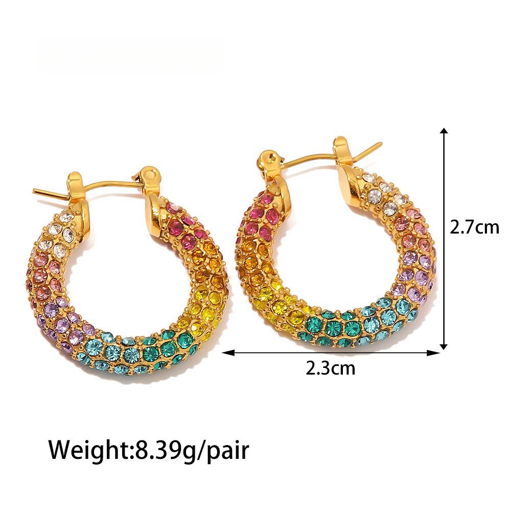 Zircon Inlaid Stainless Steel Earrings