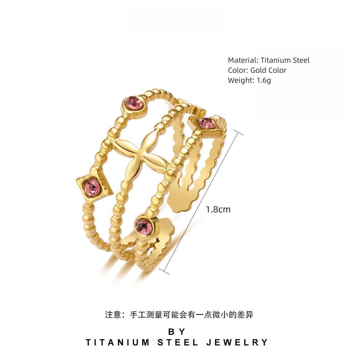 Zircon Inlaid Stainless Steel Ring
