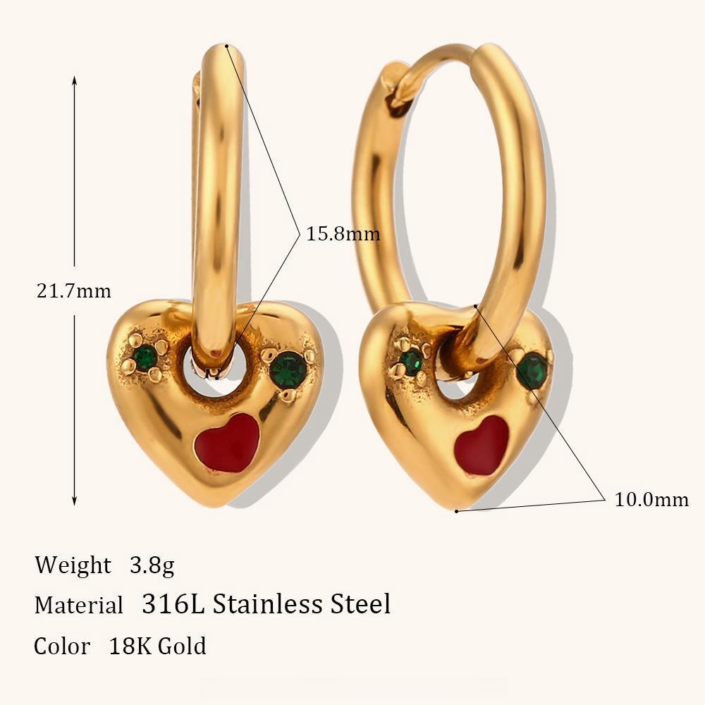 Color Zircon Inlaid 18K Gold Plated Earrings