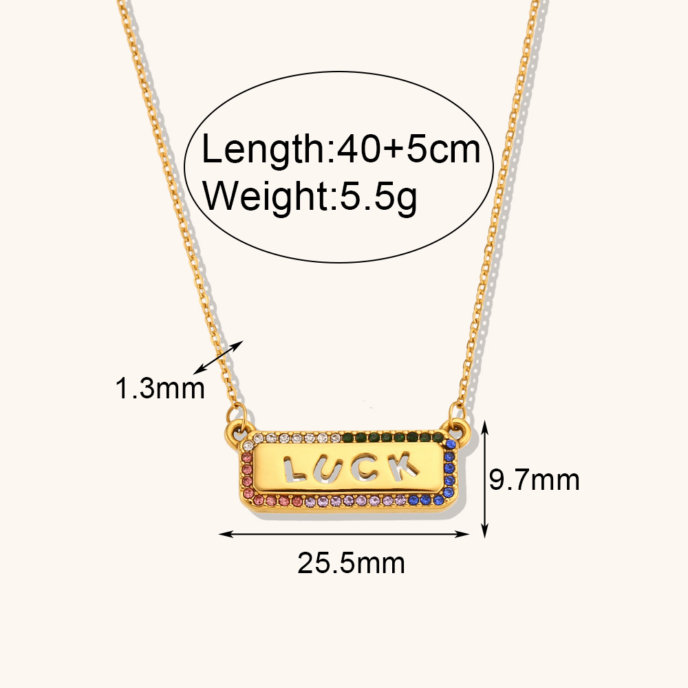 Color Zircon Inlaid Stainless Steel Necklace