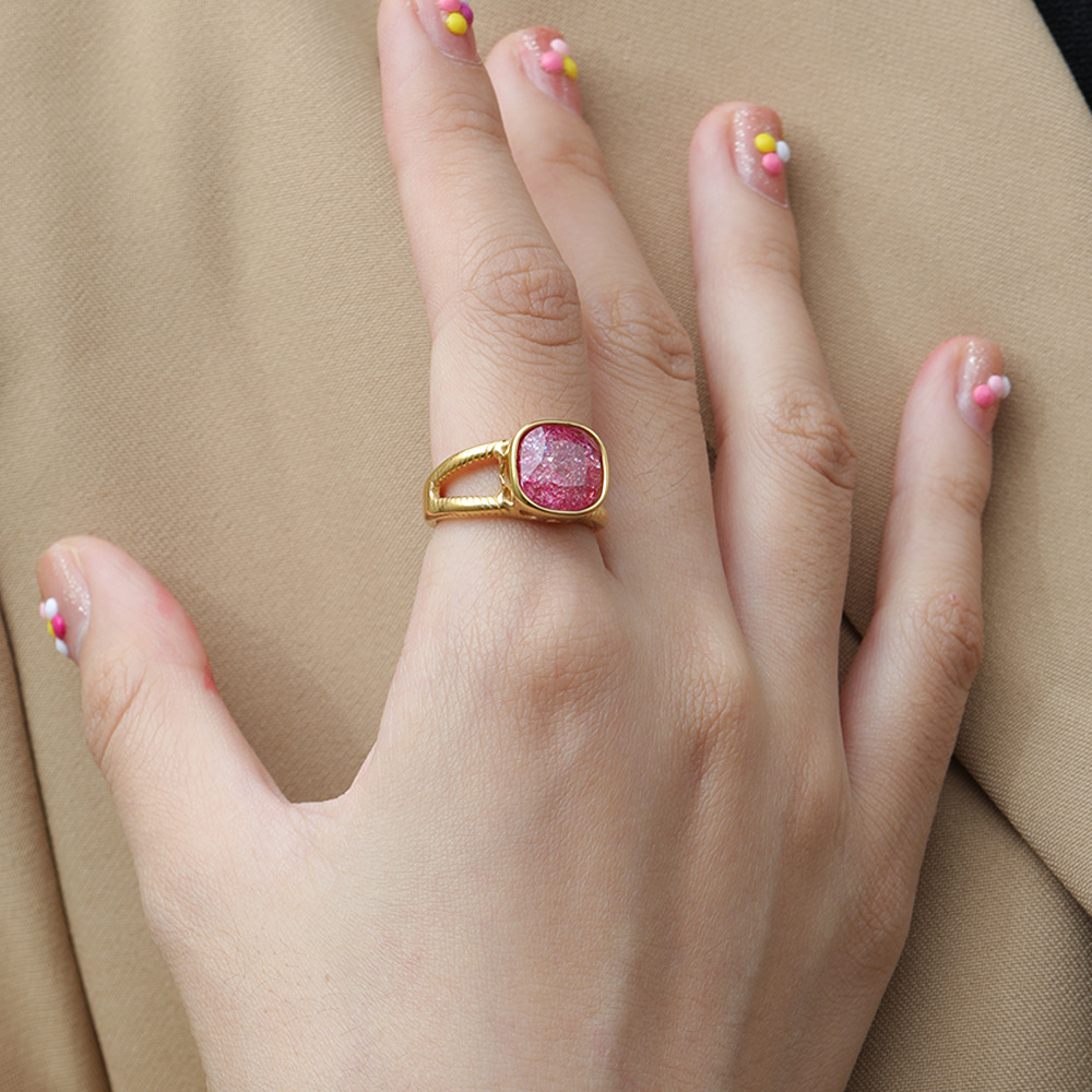 Red Gemstone Stainless Steel Ring