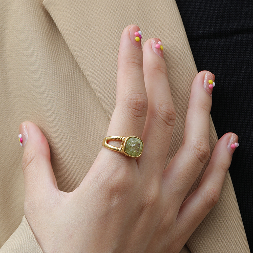 Light Yellow Gemstone Stainless Steel Ring