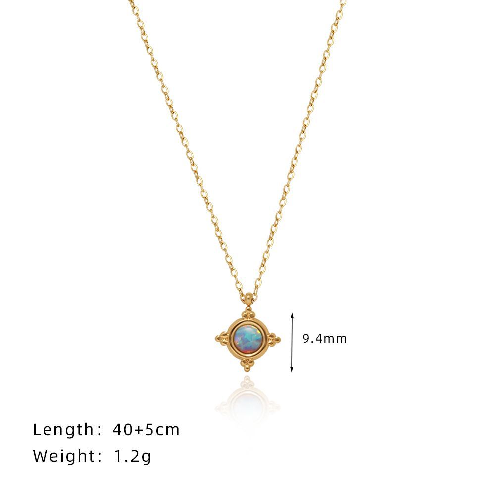 Dream Blue Imitation Opal Stone Necklace Clavicle Chain
