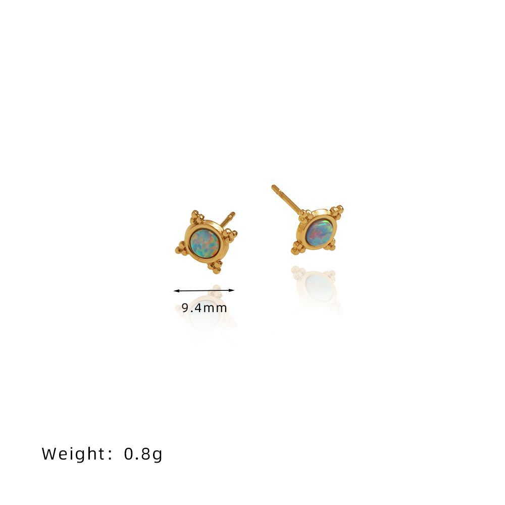 Stainless Steel Dream Blue Imitation Opal StoneEarrings