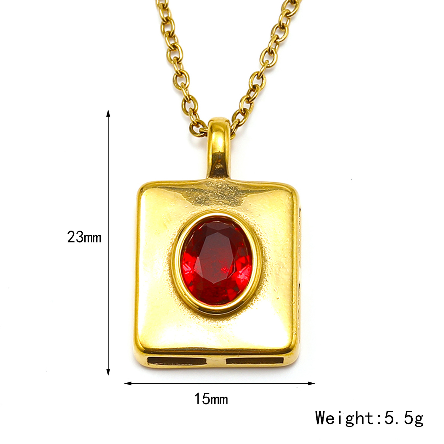 Square Multicolor Zircon Pendant Necklace