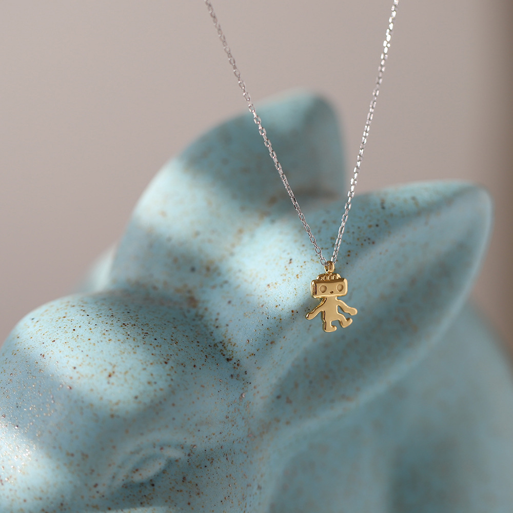 Mini Walking Robot Necklace Clavicle Chain