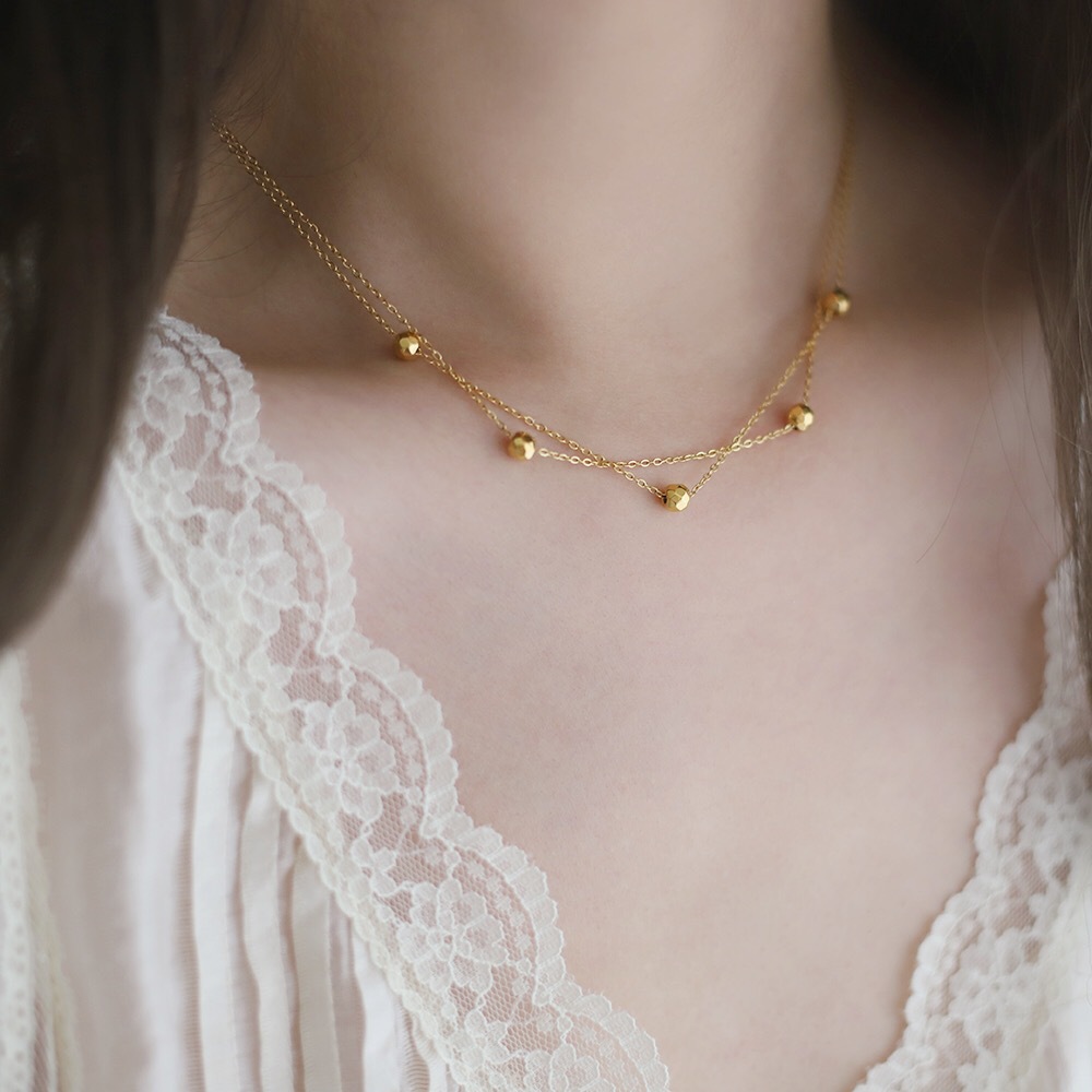 Small Gold Bean Stainless Steel Necklace