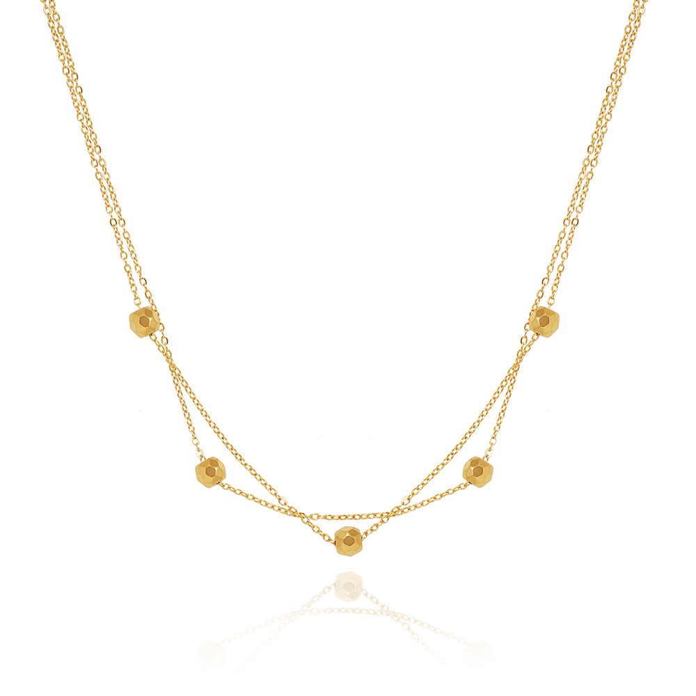 Double Layer Gold Bead Clavicle Chain Small Gold Bean Necklace