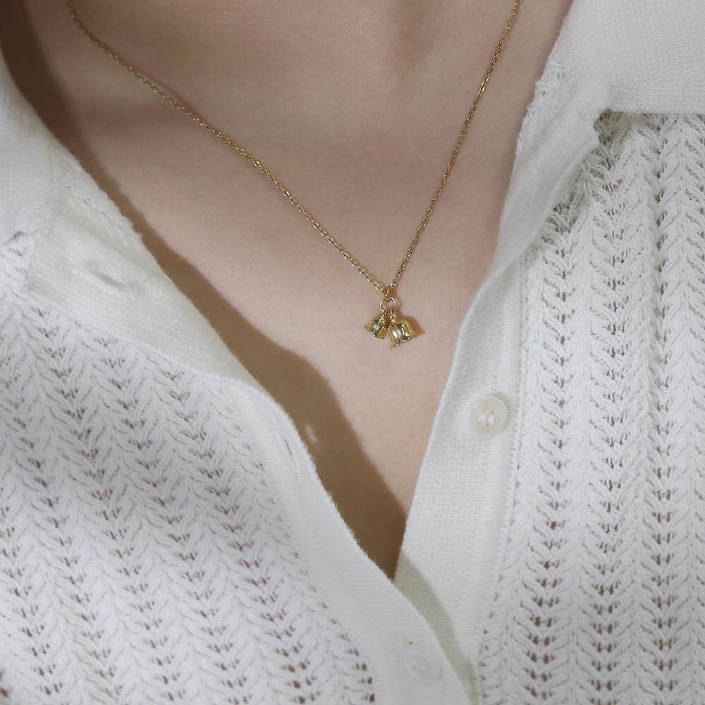 Flower Plant Bell Stainless Steel Necklace