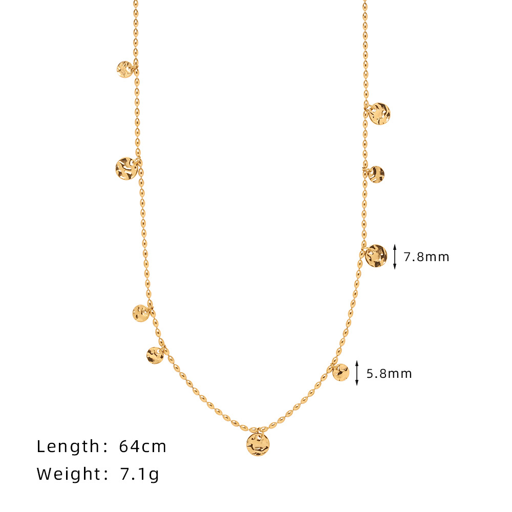 Gold Coin Glitter Sequin Beaded Sweater Chain Necklace