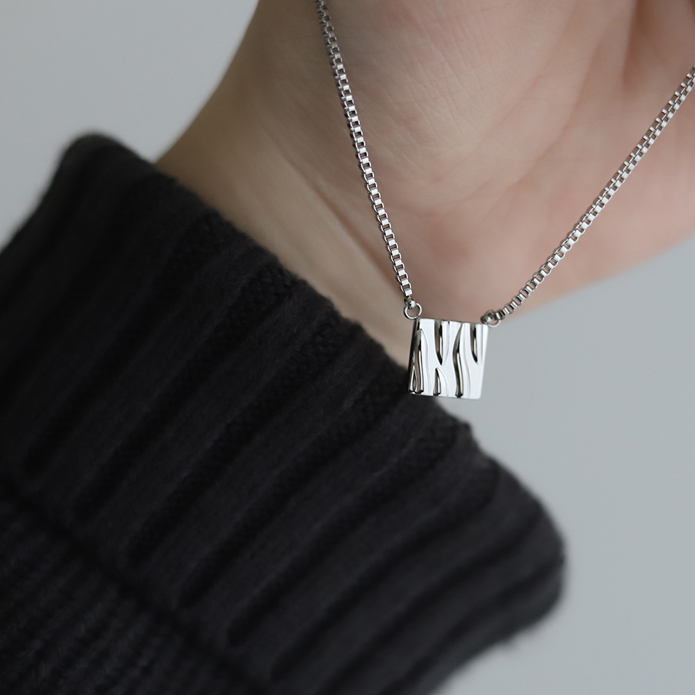 Dune Irregular Square Current Undulating Tin Foil Geometric Necklace